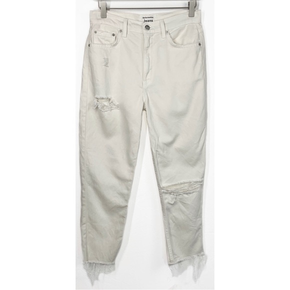 Reformation Denim - Reformation Ivory Destroyed Julia Cigarette Slim High Rise Jeans 27